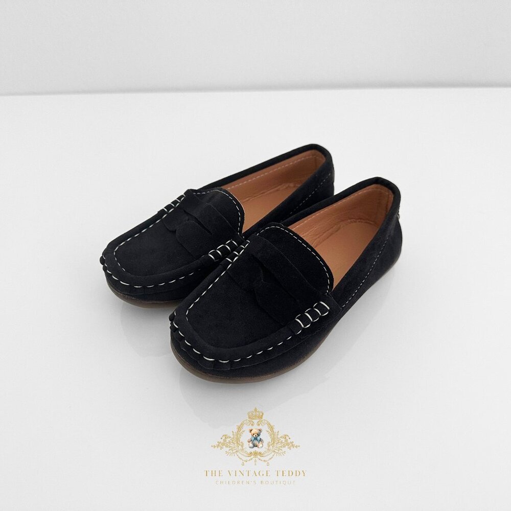 NWT Handsome Boys Vintage Style Classic Loafers Cute Children's Shoes Black 6.5